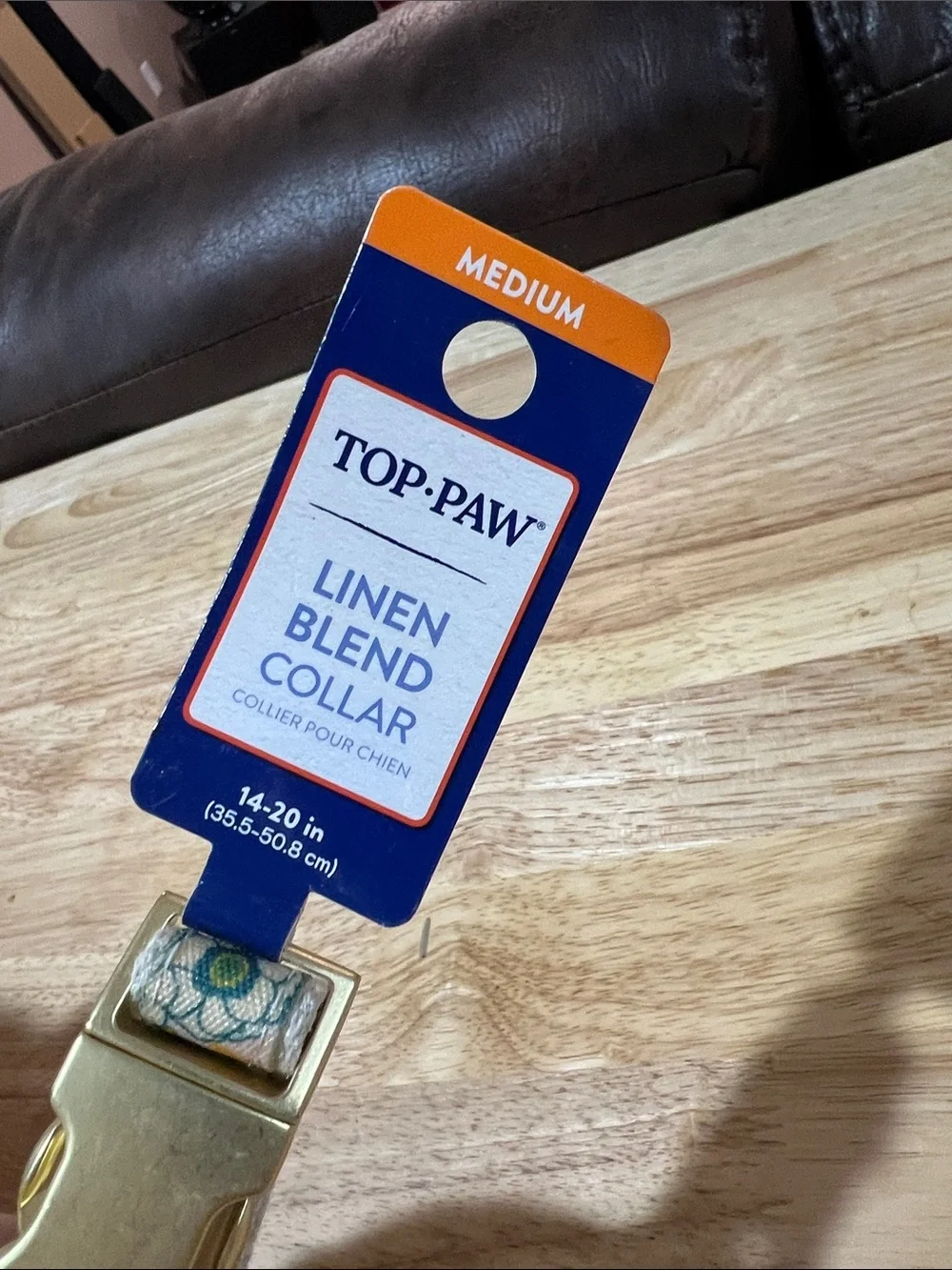 Top Paw Floral Linen Blend Dog Collar - Cream, medium 14-20” new w tags z97